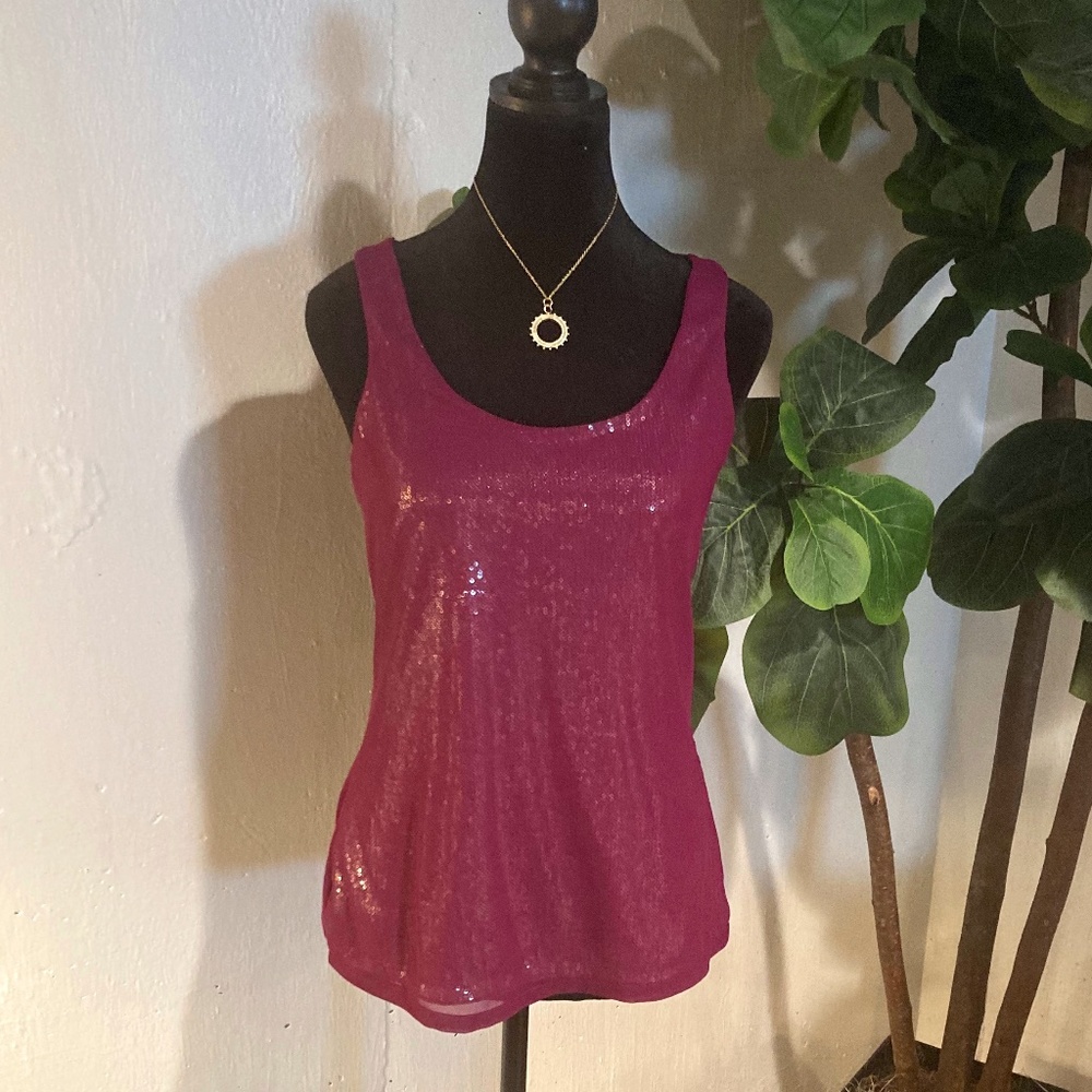 Express Purple Plum Sequin Tank Top